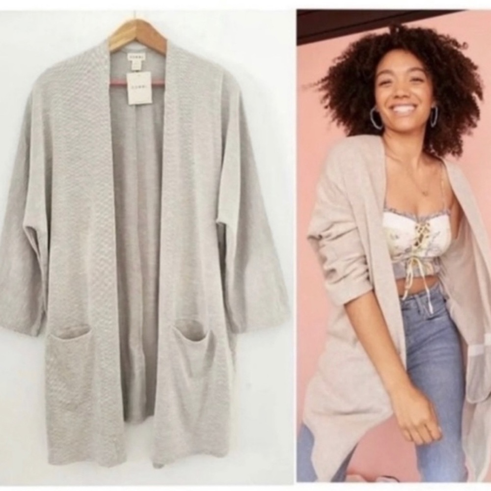 NWT Anthropologie‎ Donni Relaxed Gray Open-Front Cardigan